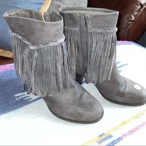 Black and grey suede booties size 8.5
